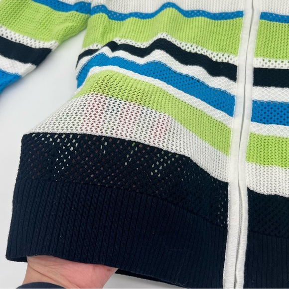 Christopher & Banks Striped Open-Knit Zip Hoodie – Size L – 100% Cotton – NWT - Picture 3 of 11